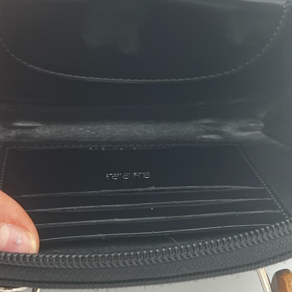 Authentic Gucci mini bamboo canvas bag with leather trim and strap like new EUC - Picture 6 of 12